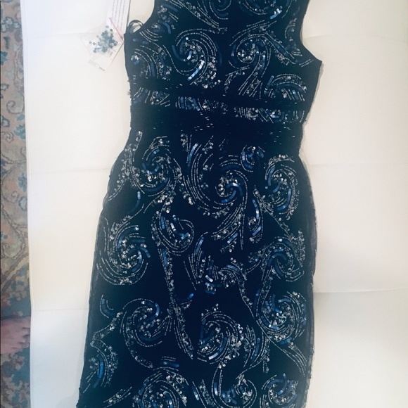 Aidan Mattox ! Fabulous Navy jeweled dress. Fun and Elegant. - Picture 3 of 7